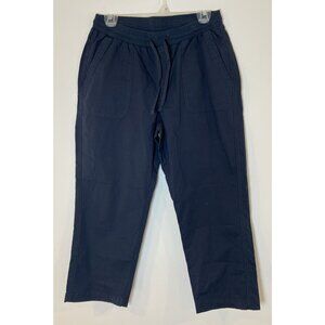 PACT Pants Patch Pockets Organic Cotton Pull On Crop Navy Blue Size Medium M